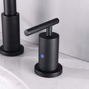 NEWATER Two Handle 8 inch Widespread Three Hole Bathroom Sink Faucet Supply Hoses Basin Faucet Mixer Tap Matte Black CWF030-MB