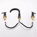 NEWATER Two Handle 8 inch Widespread Three Hole Bathroom Sink Faucet Supply Hoses Basin Faucet Mixer Tap Matte Black CWF030-MB