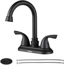 PARLOS 2-Handle Bathroom Bathroom Faucet with Metal Drain Assembly & Supply Lines NSF cUPC Certified, Matte Black (1359104)