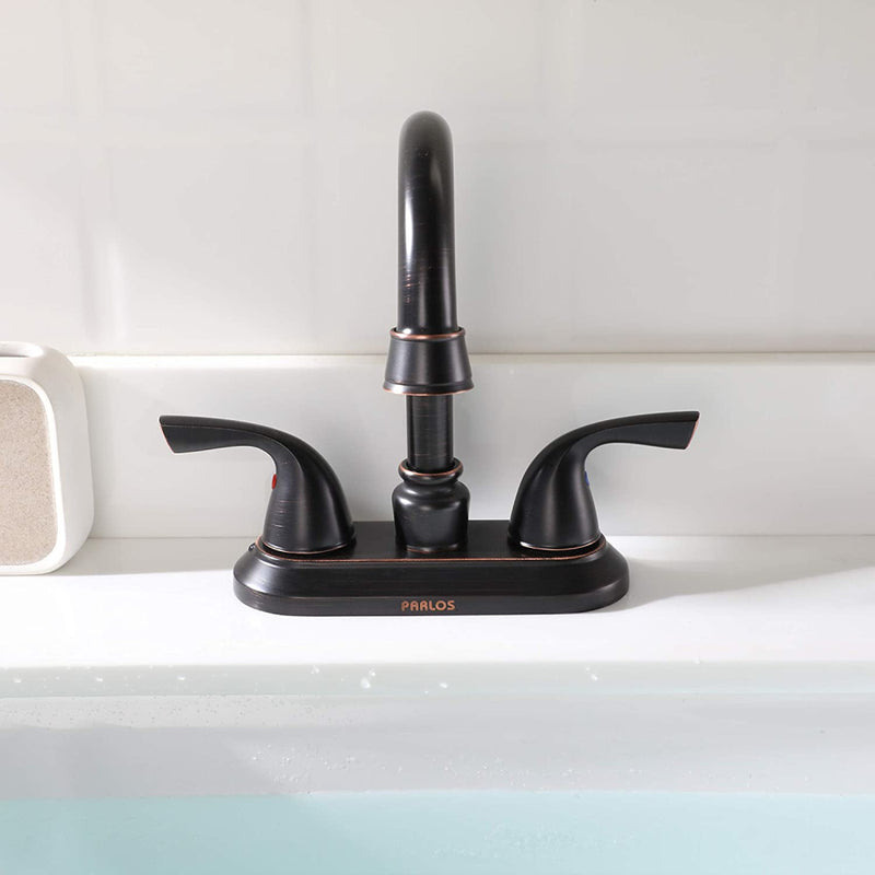 PARLOS Double-Handle Lavatory Faucet with Metal Drain Assembly cUPC Bathroom Two-Handle Oil Rubbed Bronze, 1.5 GPM (13592)