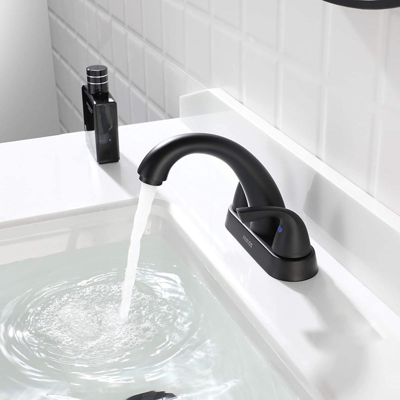 PARLOS 2-Handle Bathroom Sink Faucet with Drain Assembly and Supply Hoses Matte Black,1.5GPM（1359804）