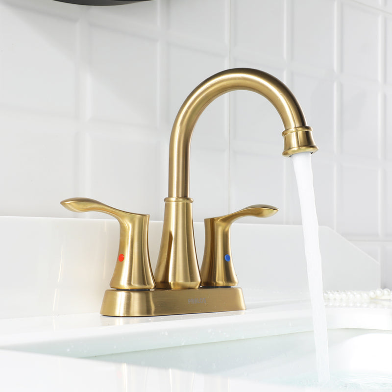PARLOS 2-handle Bathroom Faucet Brushed Gold with Pop-up Drain & Supply Lines, Demeter,1.5GPM (1362708)