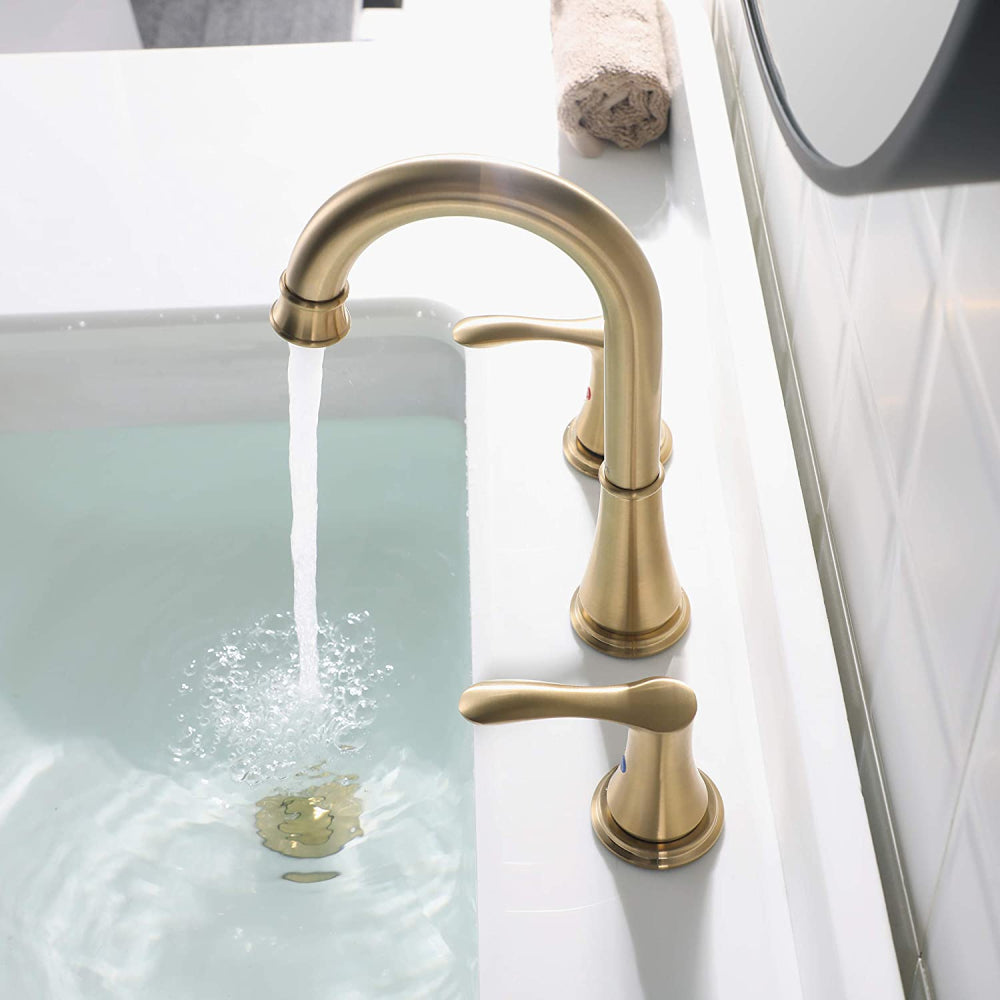 Parlos Home wide fashion spread bathroom gold faucet