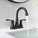PARLOS Swivel Spout 2-Handle Lavatory Faucet Bathroom Sink Faucet with Metal Pop-up Drain and Faucet Supply Lines, Matte Black, 1.2 GPM 14134P