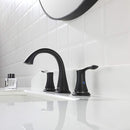 PARLOS Widespread 2 Handles Bathroom Faucet with Metal Pop Up Sink Drain and cUPC Faucet Supply Lines, Matte Black, 1.2 GPM（14135P）