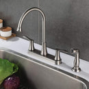 PARLOS 8 Inch Two Handles High Arch Kitchen Sink Faucet with Side Sprayer & Supply Lines, Brushed Nickel, Demeter 14138