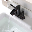 PARLOS 2 Handles Waterfall Bathroom Faucet with Pop-up Drain and Faucet Supply Lines, Oil Rubbed Bronze, Demeter 1431703