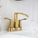 PARLOS 2 Handles Waterfall Centerset Bathroom Sink Faucet with Pop-up Drain and Faucet Supply Lines, Brushed Gold, 1.2GPM, Demeter 1431708P