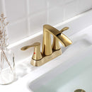 PARLOS 2 Handles Waterfall Centerset Bathroom Sink Faucet with Pop-up Drain and Faucet Supply Lines, Brushed Gold, 1.2GPM, Demeter 1431708P