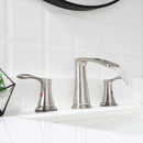 PARLOS Waterfall Widespread Bathroom Sink Faucet 2 Handles with Pop Up Drain & cUPC Faucet Supply Lines, Brushed Nickel, 1.2GPM, Demeter 1431802P