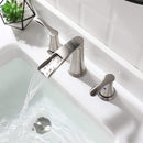 PARLOS Waterfall Widespread Bathroom Sink Faucet 2 Handles with Pop Up Drain & cUPC Faucet Supply Lines, Brushed Nickel, 1.2GPM, Demeter 1431802P