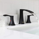 PARLOS Waterfall Widespread Bathroom Sink Faucet Matte Black Two Handles with Pop Up Drain & cUPC Faucet Supply Lines,1.2GPM, Demeter 1431804P