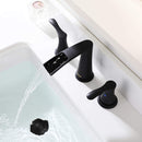 PARLOS Waterfall Widespread Bathroom Sink Faucet Matte Black Two Handles with Pop Up Drain & cUPC Faucet Supply Lines,1.2GPM, Demeter 1431804P