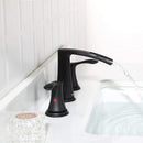 PARLOS Waterfall Widespread Bathroom Sink Faucet Matte Black Two Handles with Pop Up Drain & cUPC Faucet Supply Lines,1.2GPM, Demeter 1431804P