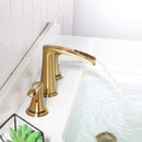 PARLOS Waterfall Widespread Bathroom Sink Faucet Double Handles with Pop Up Drain & cUPC Faucet Supply Lines, Brushed Gold, 1.2GPM, Demeter 1431808P